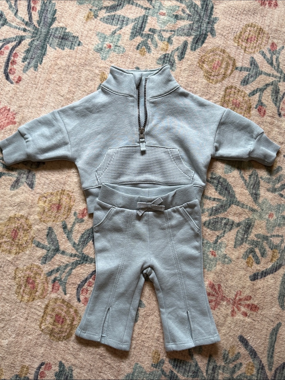 Carters 3 months never worn Baby Blue Two-Piece Pullover Set with Half-Zip